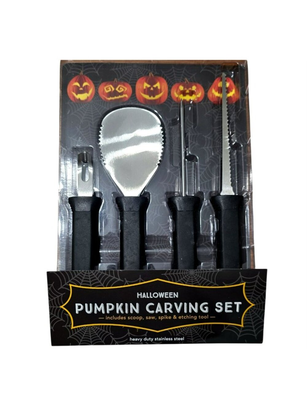 New Halloween Pumpkin Carving Set Scoop Saw Etching Tool Template Heavy Duty
